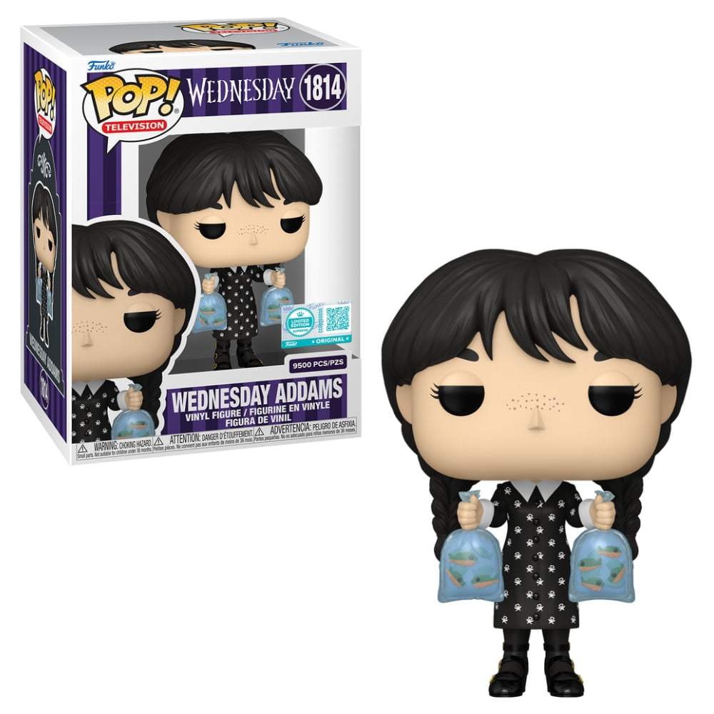 Boneco Funko Pop! Edição Limitada Wandinha - Wandinha com Piranhas