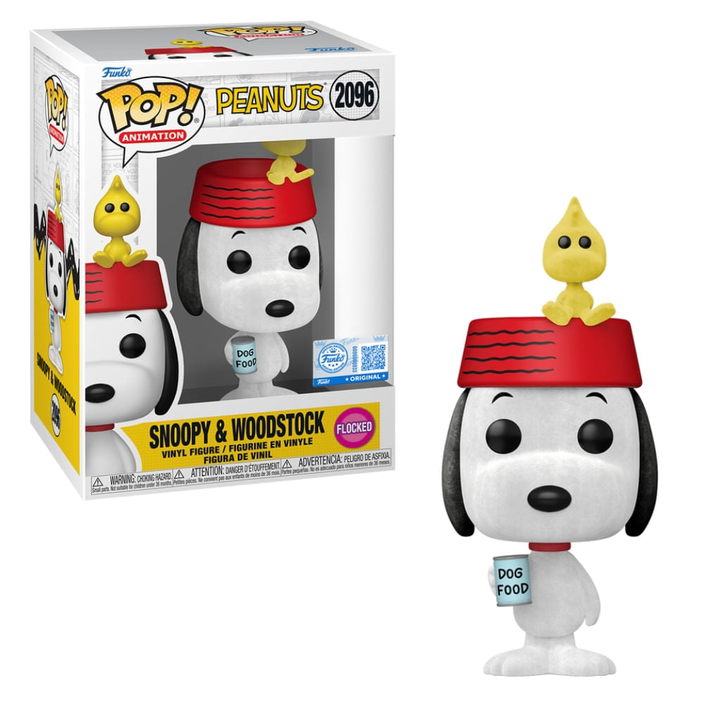 Boneco Funko Pop! Exclusivo Snoopy - Snoopy & Woodstock (Flocked)